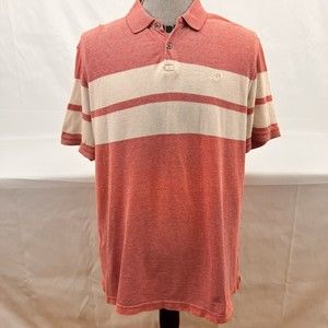 Banana Republic Polo Shirt Mens XL Short Sleeve Red White Stripe 100% Cotton